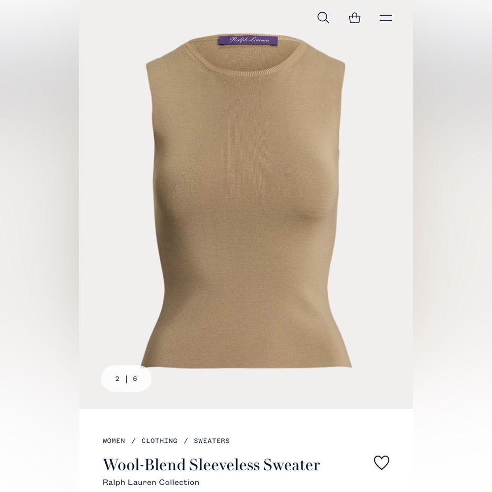 NWT Ralph Lauren Purple Label Wool Blend Sleeveless Sweater